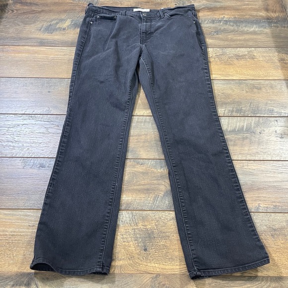 Levi's Denim - Levis 505 Straight Leg Jeans Womens 32 Black Faded WaterLess Denim Pants Grunge